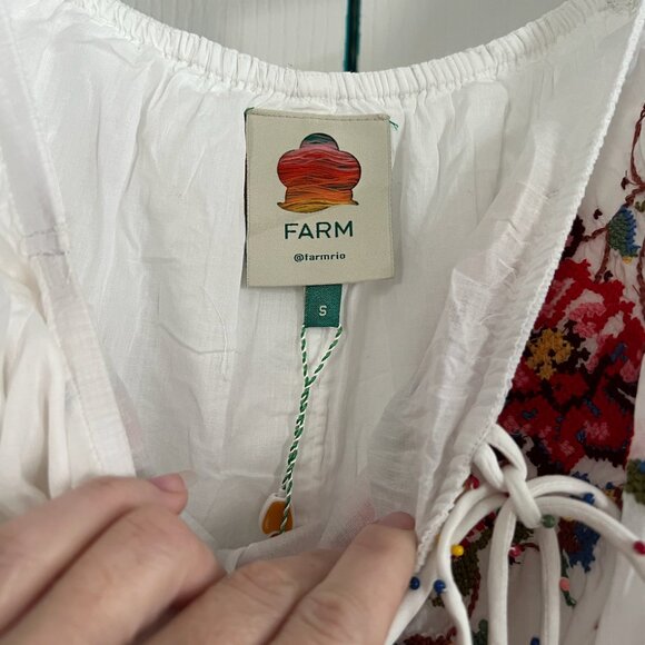 FARM Rio Off-White Tropical Porcelain Embroidered Maxi Dress - Picture 4 of 6